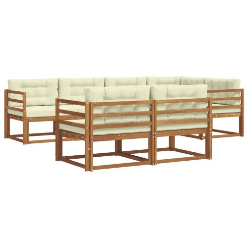 Комплект дивани за открито 7 pcs Натурален и Крема