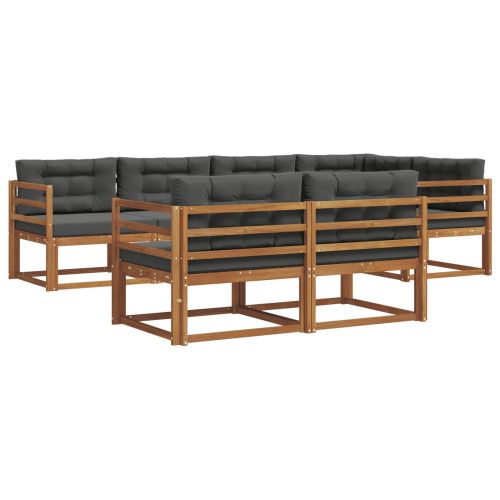 Комплект дивани за открито 7 pcs Натурален и Антрацит