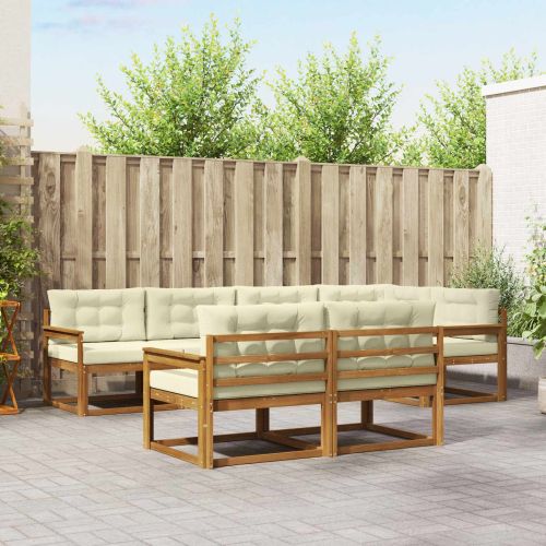 Комплект дивани за открито 7 pcs Натурален и Крема