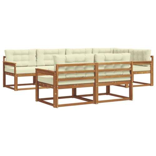 Комплект дивани за открито 7 pcs Натурален и Крема