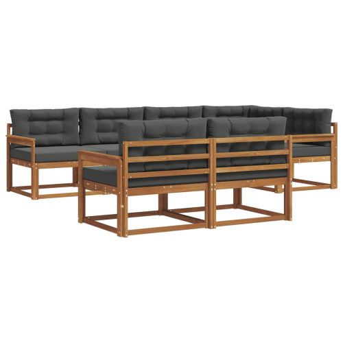 Комплект дивани за открито 7 pcs Натурален и Антрацит