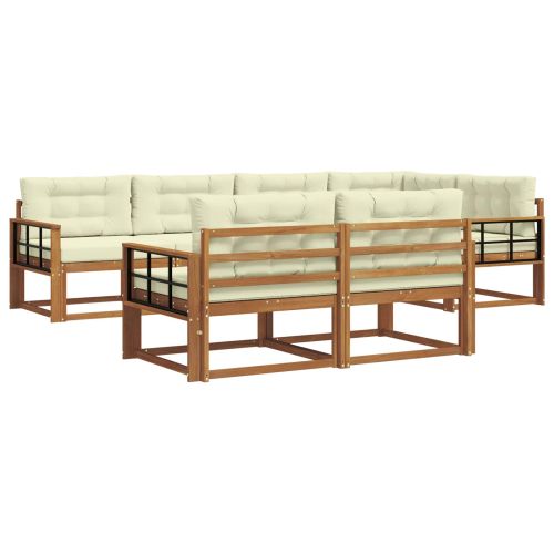 Комплект дивани за открито 7 pcs Натурален и Крема