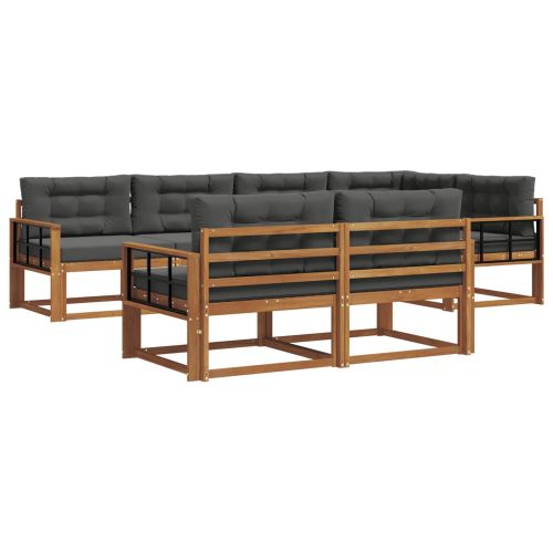 Комплект дивани за открито 7 pcs Натурален и Антрацит