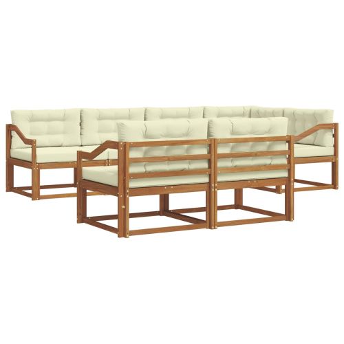 Комплект дивани за открито 7 pcs Натурален и Крема