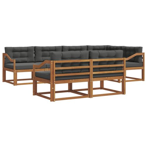 Комплект дивани за открито 7 pcs Натурален и Антрацит