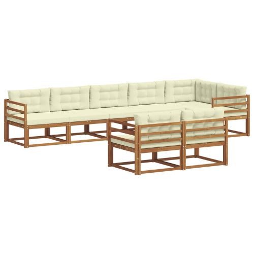 Комплект дивани за открито 8 pcs Натурален и Крема