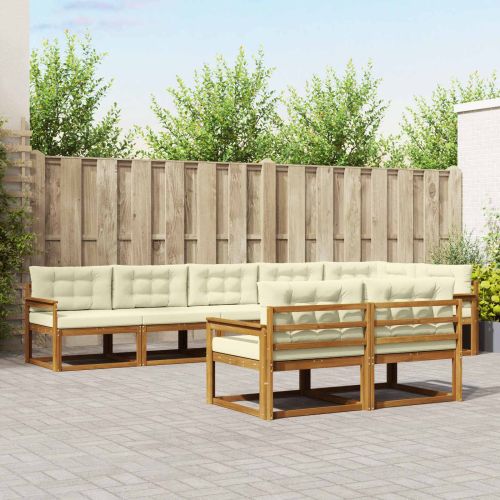 Комплект дивани за открито 8 pcs Натурален и Крема