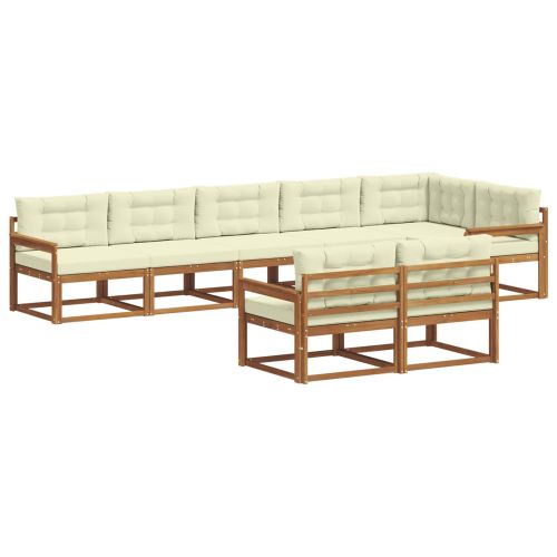 Комплект дивани за открито 8 pcs Натурален и Крема