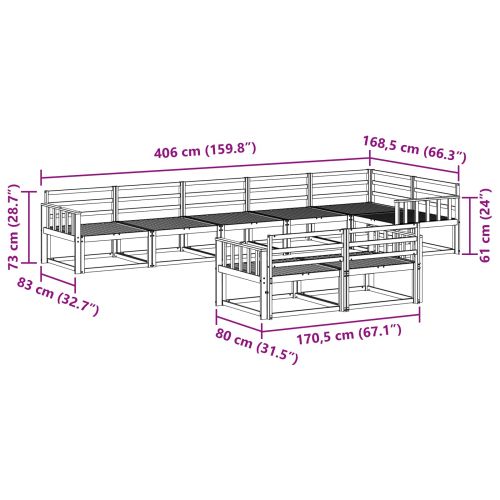 Комплект дивани за открито 8 pcs Естествен