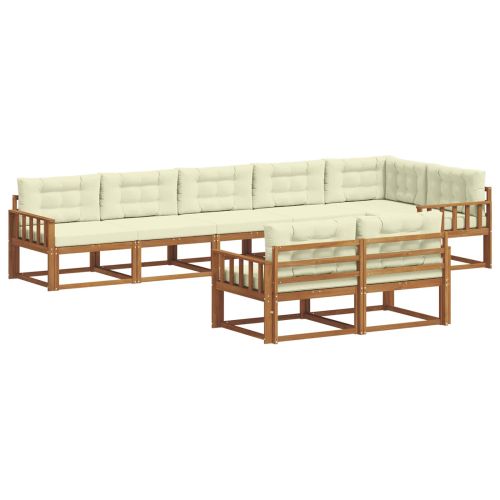 Комплект дивани за открито 8 pcs Натурален и Крема