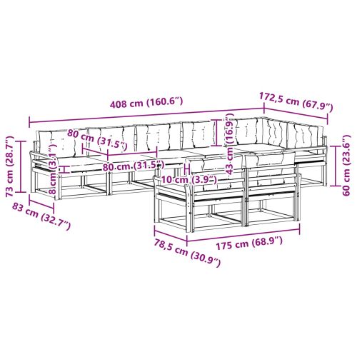 Комплект дивани за открито 8 pcs Натурален и Крема