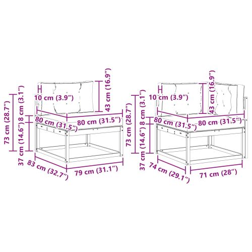 Комплект дивани за открито 8 pcs Натурален и Крема