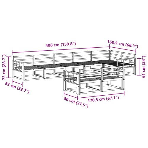 Комплект дивани за открито 8 pcs Естествен