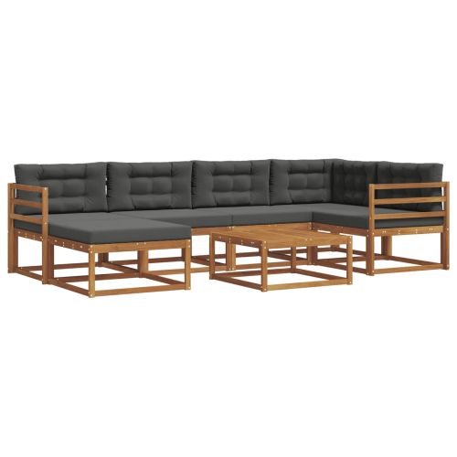 Комплект дивани за открито 7 pcs Натурален и Антрацит