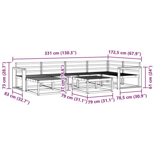 Комплект дивани за открито 7 pcs Естествен