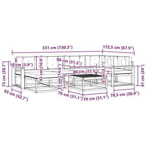 Комплект дивани за открито 7 pcs Натурален и Крема