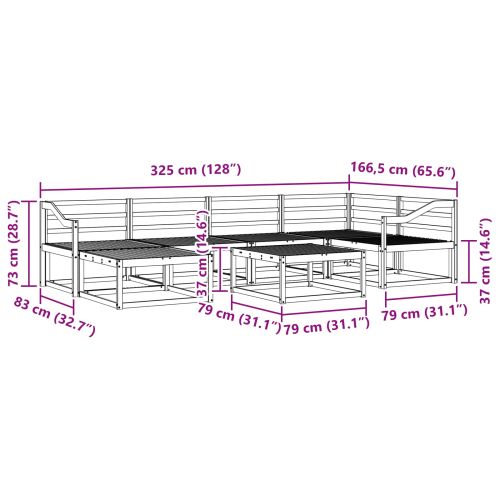 Комплект дивани за открито 7 pcs Естествен