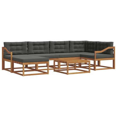 Комплект дивани за открито 7 pcs Натурален и Антрацит