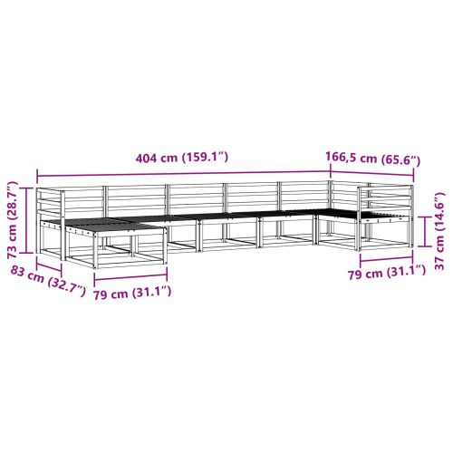 Комплект дивани за открито 7 pcs Естествен