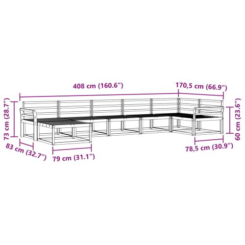 Комплект дивани за открито 7 pcs Естествен