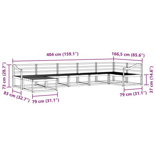 Комплект дивани за открито 7 pcs Естествен