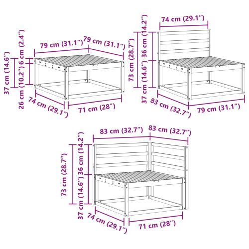 Комплект дивани за открито 7 pcs Естествен