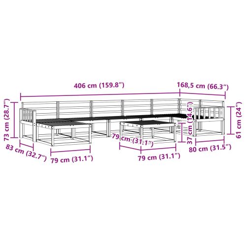 Комплект дивани за открито 8 pcs Естествен