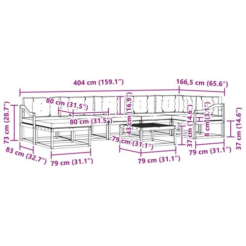 Комплект дивани за открито 8 pcs Натурален и Антрацит
