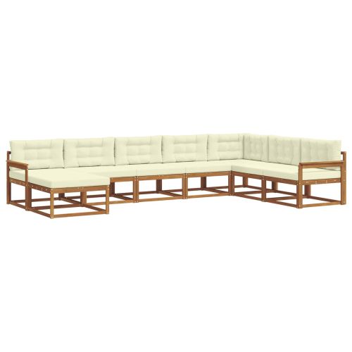 Комплект дивани за открито 8 pcs Натурален и Крема
