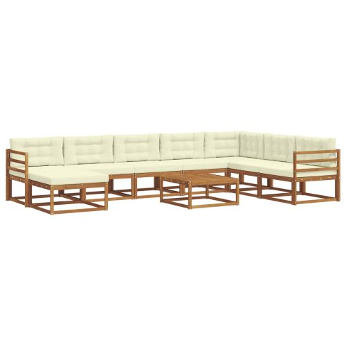 Комплект дивани за открито 9 pcs Натурален и Крема