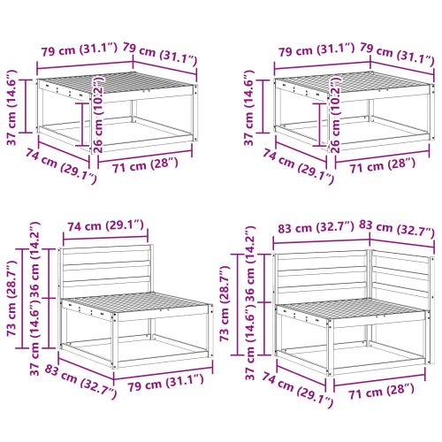 Комплект дивани за открито 9 pcs Естествен