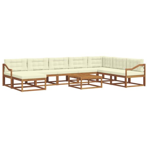 Комплект дивани за открито 9 pcs Натурален и Крема