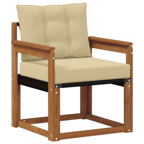 Външен диван Солидно акациево дърво и текстилена Естествен