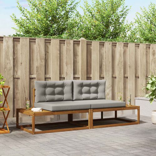 Комплект дивани за открито 2 Брой Естествено и светло сиво