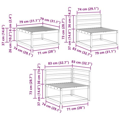Комплект дивани за открито 11 pcs Естествен