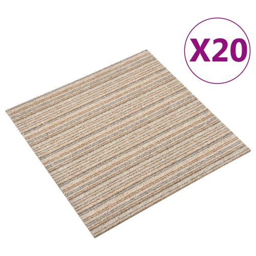 Килим 20 pcs Кафяви с ивици 50 x 50 cm 100% Полипропилен
