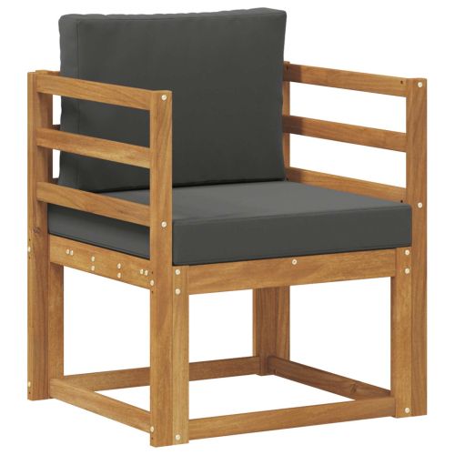 Външен диван Солидно акациево дърво и полиестер Естествен