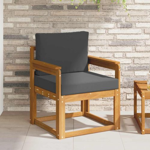 Външен диван Солидно акациево дърво и полиестер Естествен