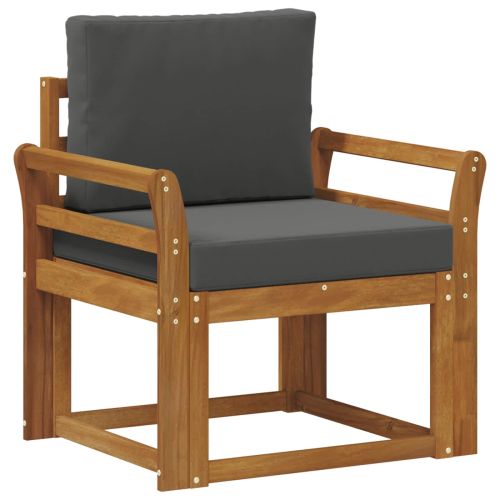 Външен диван Солидно акациево дърво и полиестер Естествен