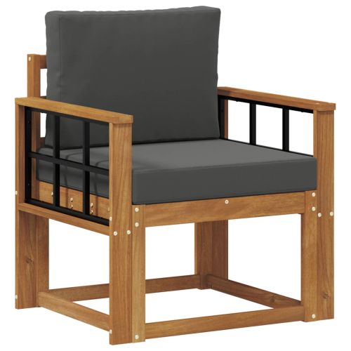 Външен диван Солидно акациево дърво и полиестер Естествен