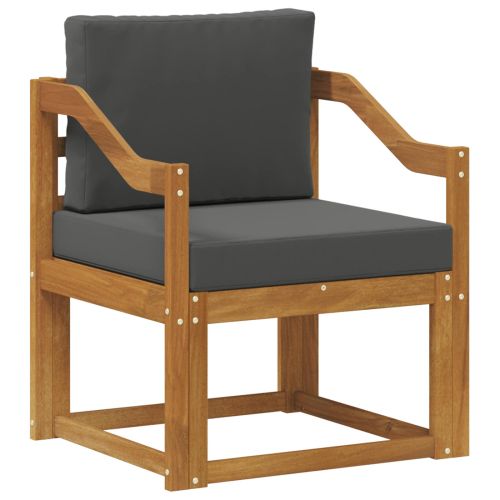 Външен диван Солидно акациево дърво и полиестер Естествен