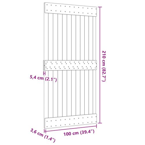 Врата NARVIK Естествен 100 x 210 cm Солидна борова дървесина