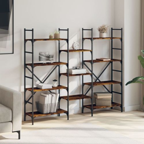 Етажерка за книги опушен дъб 160x28,5x136,5 см инженерно дърво