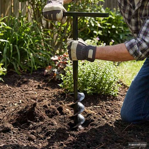 Комплект свредло за земя 200 мм с дръжка и стоманени удължители 9 м