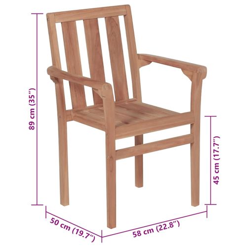 Градински столове, 2 бр, кремави възглавници, тик масив