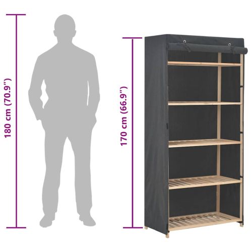 Гардероб, сив, 79x40x170 см, текстил