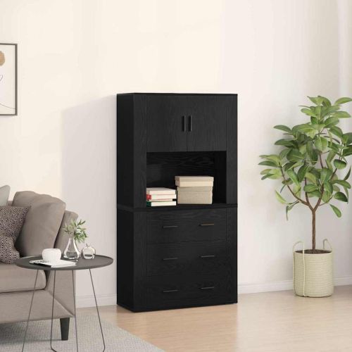 Висок шкаф Черния дъб 80 x 33 x 150 см Инженерно дърво
