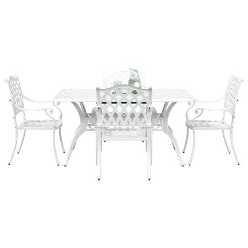 Комплект за хранене в градината 5 pcs Бяло Алуминий