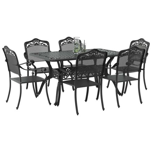 Комплект за хранене в градината 7 pcs Черно Алуминий