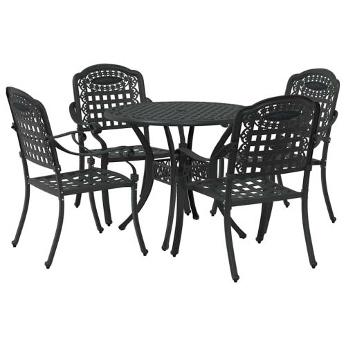 Комплект за хранене в градината 5 pcs Черно Алуминий